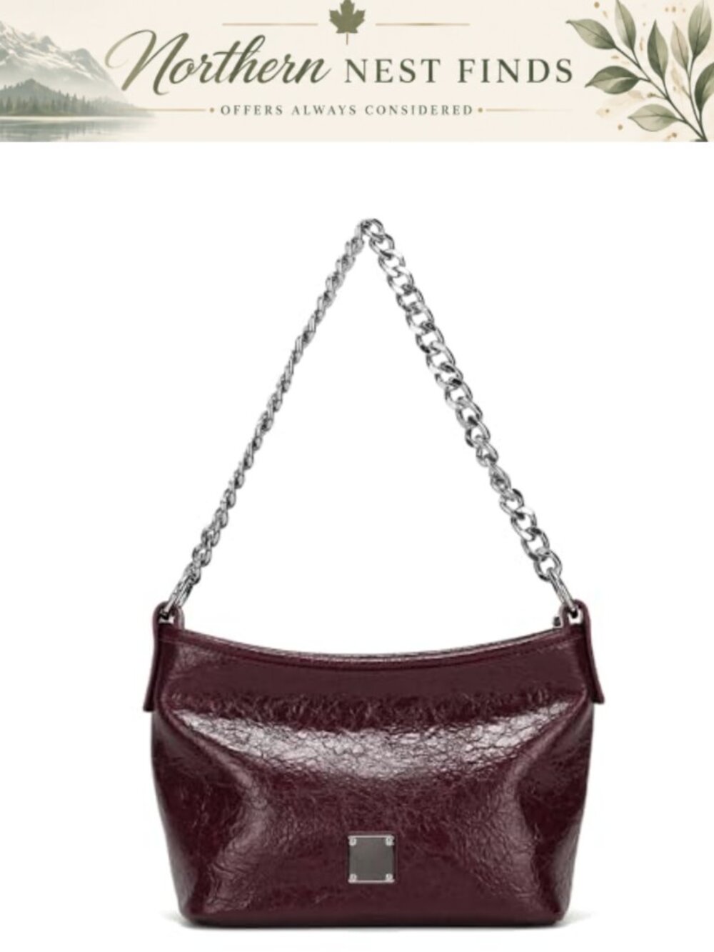 Faux Leather Bucket Crossbody Bag Chain Hobo Shoulder Purse